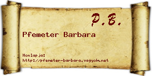 Pfemeter Barbara névjegykártya